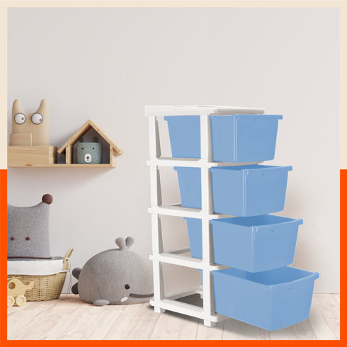 Stomo 4 Drawer Multi-Purpose Storage Organizer for Home and Office (Sky Blue)